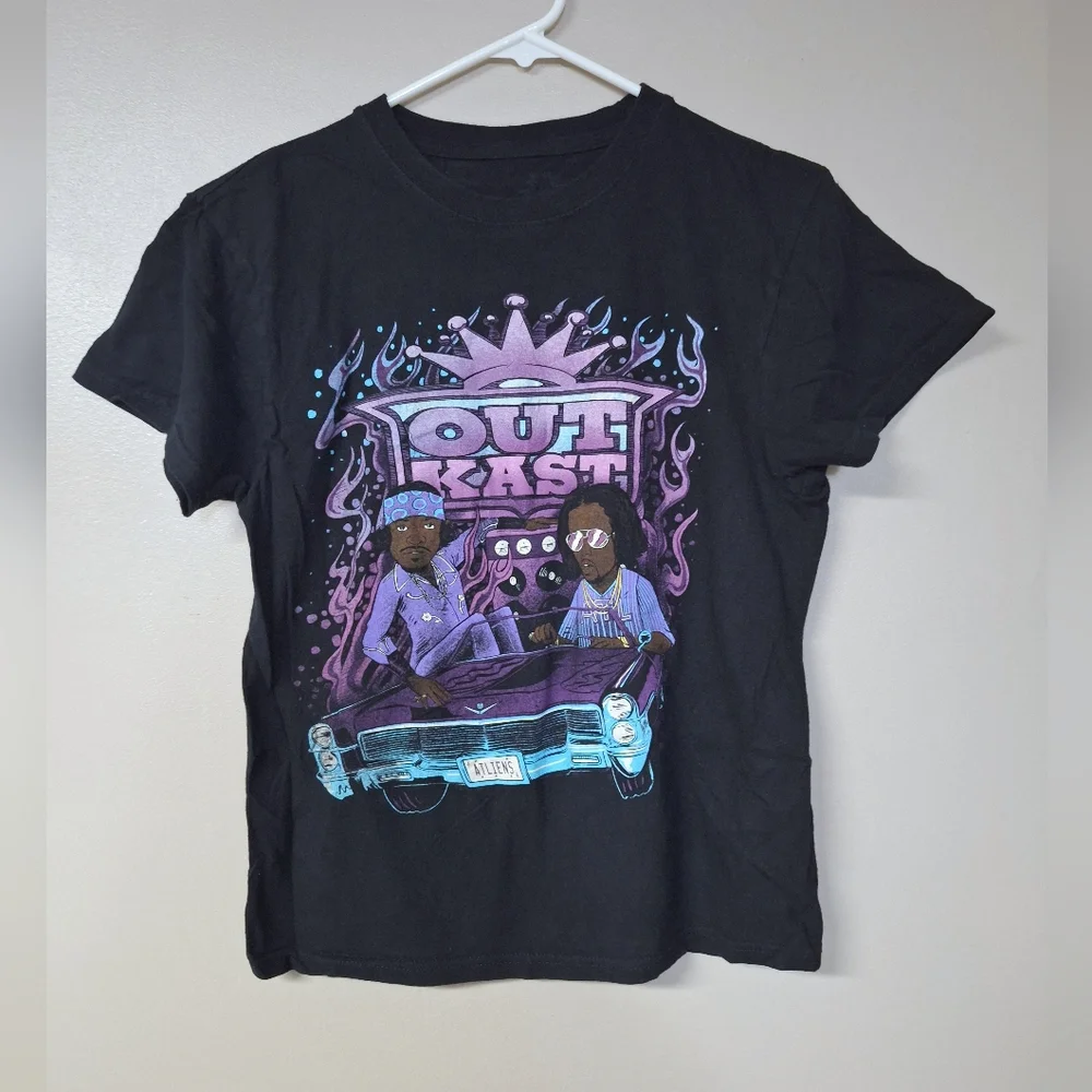 Outkast Atliens Mens S Black Graphic T-Shirt Lowrider Hip Hop Rap Cartoons - Picture 2 of 10